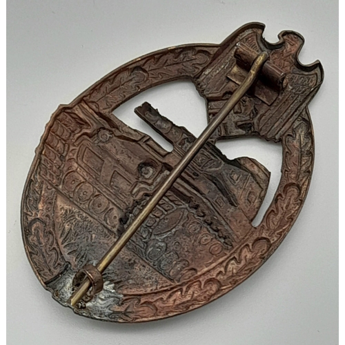 622 - A WW2 German Panzer Assault Badge. This is the bronze variant awarded to Panzer Grenadier Units with... 