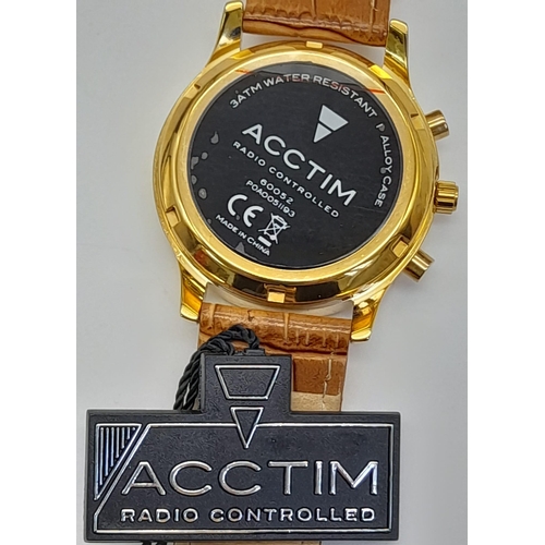 677 - Unworn in Box Acctim Mens Radio Controlled Watch New Replacement Battery Fitted with Guarantee