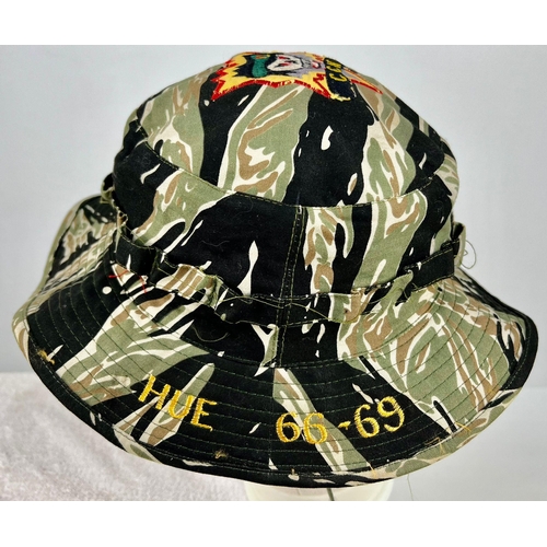 791 - A Vietnam War Era Special Forces Tiger Cam Jungle Bonnie Hat Size 58.