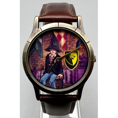 1049 - A Harry Potter stainless steel case, water resistant 30m wist watch with brown leather strap and hou... 