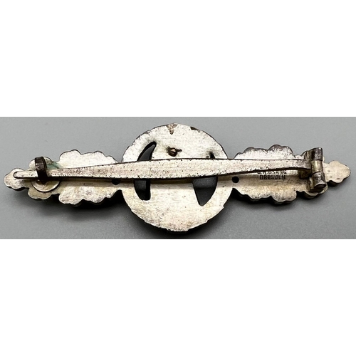 110 - A WW2 German Luftwaffe Reconnaissance Clasp in Silver. Maker: G.H. Osang Dresden.