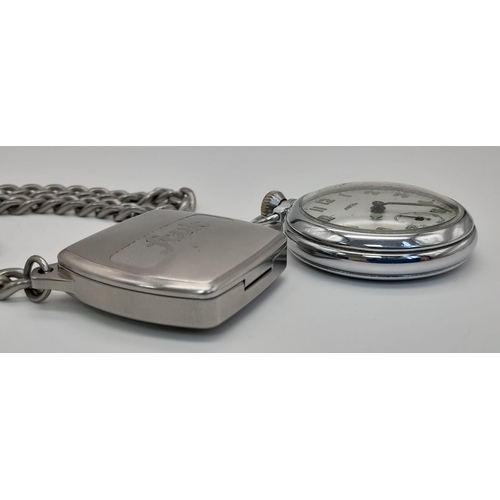 1306 - A new FCUK water resistant stainless steel pocket watch with chain, and an Aviation open face with s... 