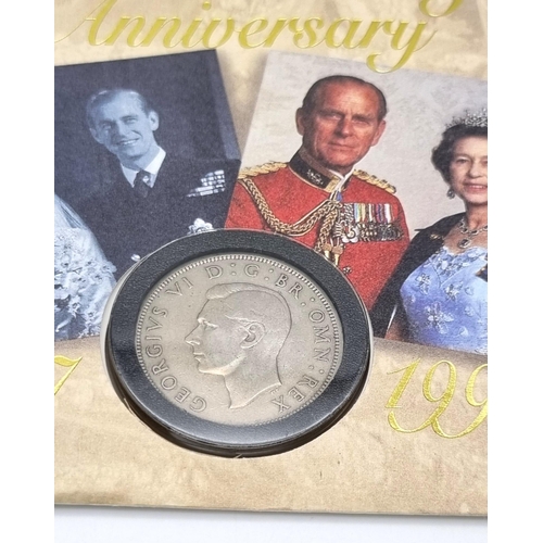 1295 - A 1947 Silver George V1 Half Crown and 1997 First Day Cover Set Commemorating the Queens Golden Wedd... 