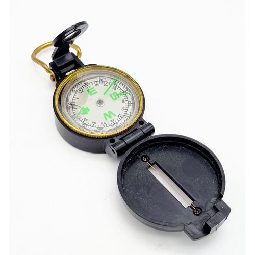 375 - AN ENGINEER DIRECTIONAL COMPASS WITH FOLDING SITES AND SPIRIT LEVEL AS USED BY THE SBS.