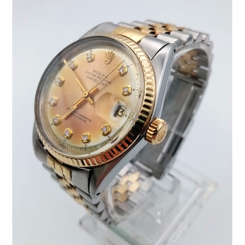 1006 - A Rolex Oyster Perpetual Datejust Gents watch. Jubilee bi-metal strap and case - 36mm. Gold tone dia... 