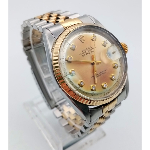 1006 - A Rolex Oyster Perpetual Datejust Gents watch. Jubilee bi-metal strap and case - 36mm. Gold tone dia... 