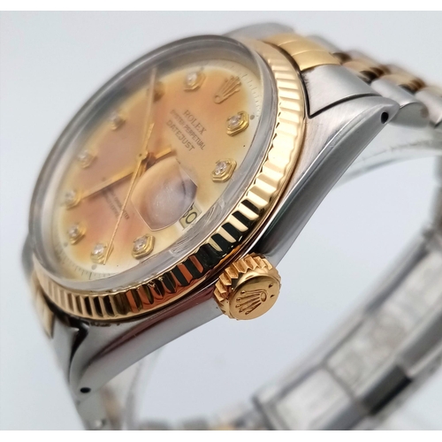 1006 - A Rolex Oyster Perpetual Datejust Gents watch. Jubilee bi-metal strap and case - 36mm. Gold tone dia... 