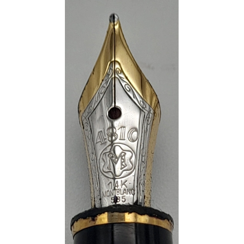 738 - A Mont Blanc 4810 Meisterstuck Black Fountain Pen, 14k white gold nib. Ref: 10717.