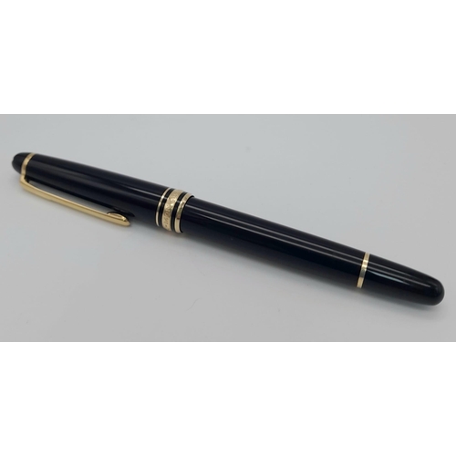 738 - A Mont Blanc 4810 Meisterstuck Black Fountain Pen, 14k white gold nib. Ref: 10717.