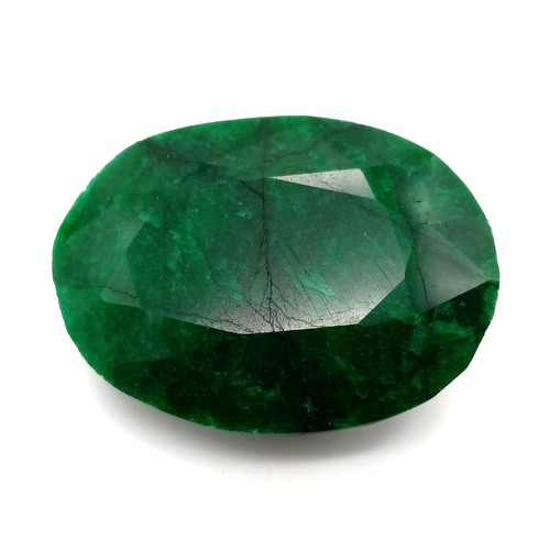 452 - A 236ct Faceted Oval Shape Emerald. Comes with a GLI Certificate. Colour enhanced.