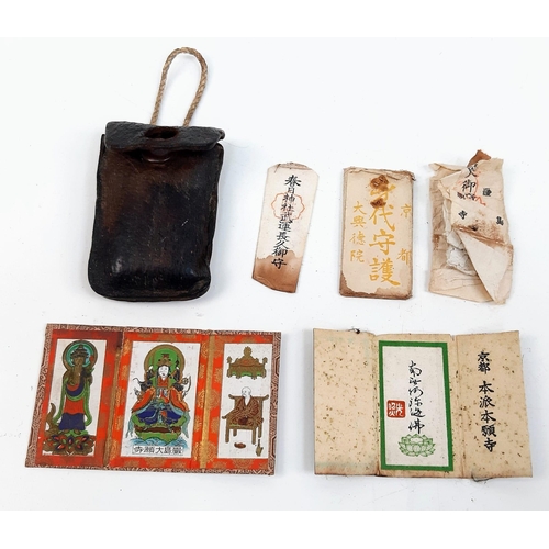 60 - A VERY RARE ORIGINAL SET OF WW2 JAPANESE MITSUBISHI ZERO PILOTS HACHIMAKI HARAMAKI WITH A LUCKY THOU... 