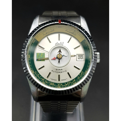 1025 - A DALIL AUTOMATIC STAR WATCH WITH CENTRE COMPASS AND ARAMAIC WRITING.   36mm