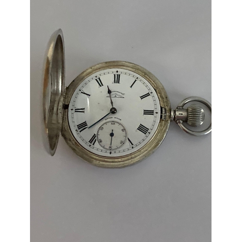 105 - Antique early 20th century rare  BEAUMONT SILVER HALF HUNTER POCKET WATCH. Swiss hallmark. Top windi... 