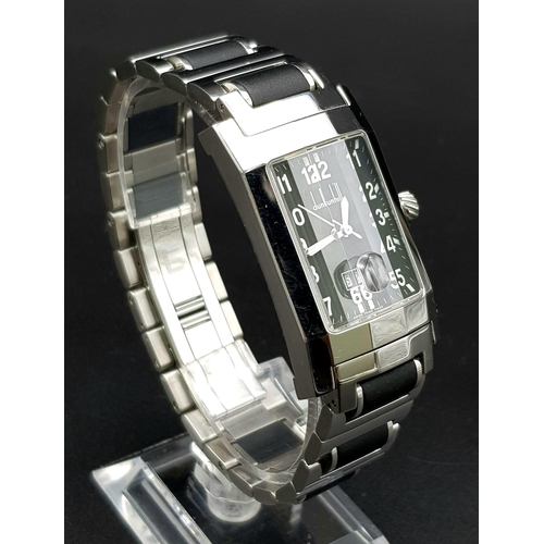 1165 - A DUNHILL UNI-SEX DESIGNER WATCH IN STAINLESS STEEL  24mm   as new condition.