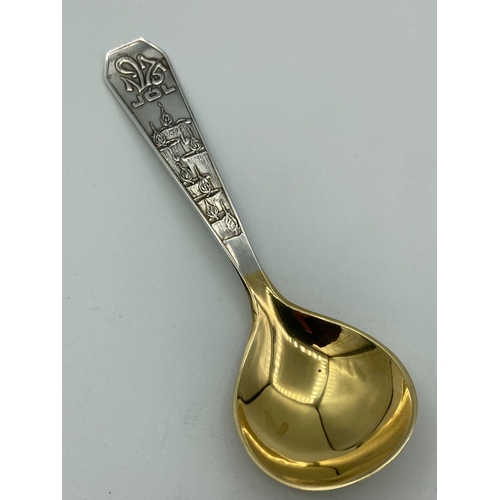 140 - Vintage Scandinavian SILVER CHRISTMAS SPOON with clear marking for Guolaugur Magnussen of Iceland 19... 