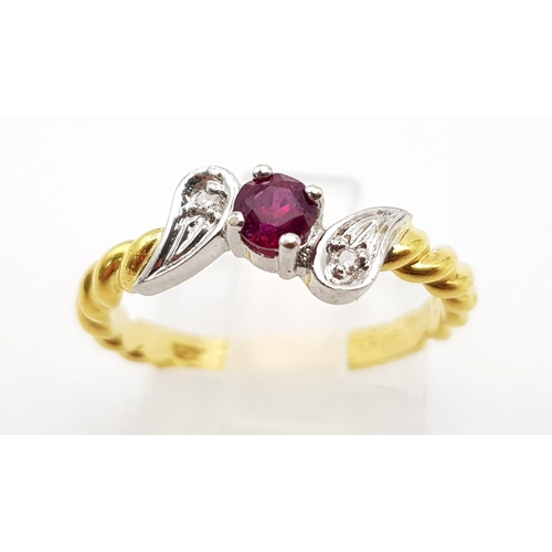 209 - A Classic Victorian Ruby and Diamond Ring. Set in 18k Yellow Gold. Ring Size N, Total Weight 3.0 gra... 