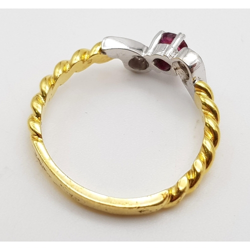 209 - A Classic Victorian Ruby and Diamond Ring. Set in 18k Yellow Gold. Ring Size N, Total Weight 3.0 gra... 