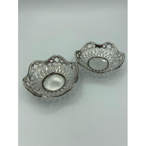 231 - Antique pair of SILVER BASKET bonbon/trinket dishes. Hallmark for S J Levi and co Birmingham 1933. B... 