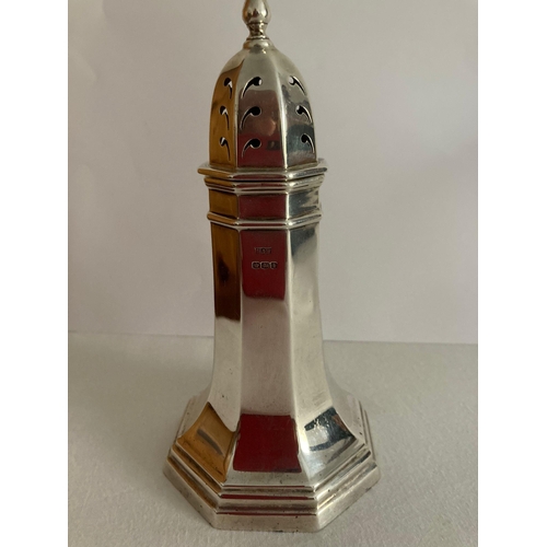 28 - Rare antique Art Deco MAPPIN & WEBB SUGAR SIFTER in the form of a lighthouse, having clear hallmark ... 