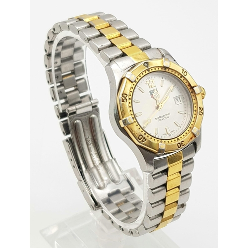 366 - A Tag Heuer Professional Ladies Diver Watch. Two-tone stainless steel strap and case - 25mm. White d... 