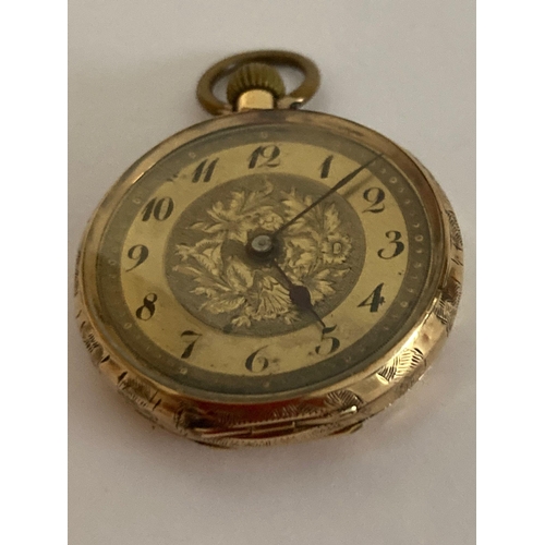 42 - Ladies 18 CARAT GOLD fob/pocket watch. Late 19th early 20th century French. Beautifully designed cas... 