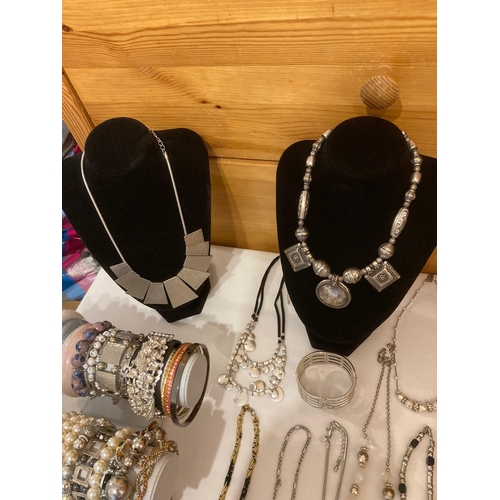 463 - A tabletop of better quality costume jewellery to include M & S,Next etc. Several statement pieces i... 