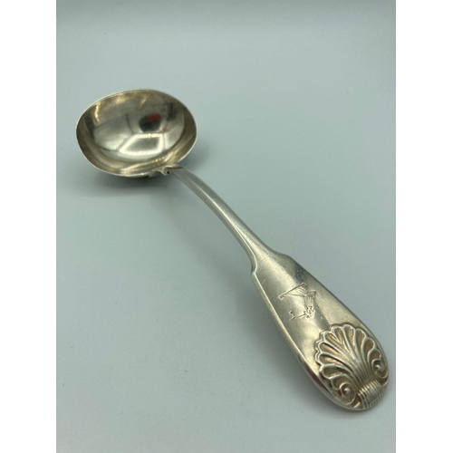 56 - Antique early Victorian large SILVER SAUCE LADLE with clear hallmark for  Thomas Wallis London 1846.... 