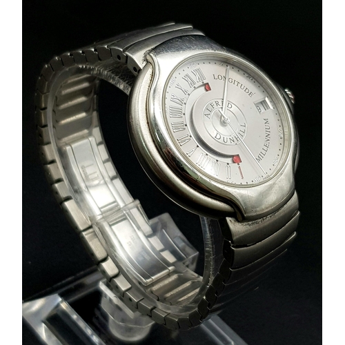 618 - A VERY RARE DUNHILL PROTO-TYPE MILLENIUM LONGTITUDE AUTOMATIC WATCH.  36mm