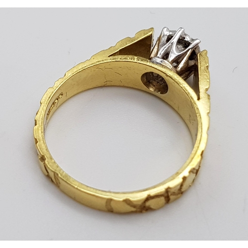 769 - A Vintage 18k Yellow Gold Diamond Single Stone Ring. Ring Size L1/2, Total Weight 5.1 grams.