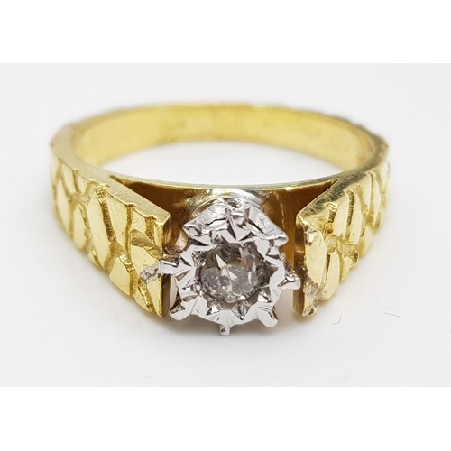 769 - A Vintage 18k Yellow Gold Diamond Single Stone Ring. Ring Size L1/2, Total Weight 5.1 grams.