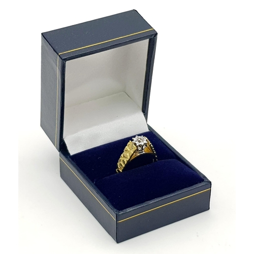 769 - A Vintage 18k Yellow Gold Diamond Single Stone Ring. Ring Size L1/2, Total Weight 5.1 grams.