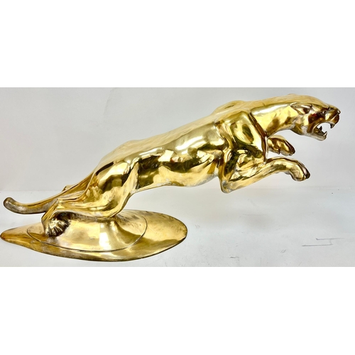 1 - A LARGE BRASS VERSION OF THE FAMOUS LEAPING JAGUAR -  CUSTOM MADE FOR ONE OF THE UK's MOST PRESTIGIO... 