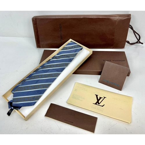 1344 - Louis Vuitton Blue Tie with original box, papers and bag.