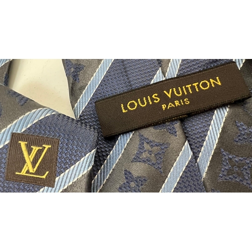 1344 - Louis Vuitton Blue Tie with original box, papers and bag.