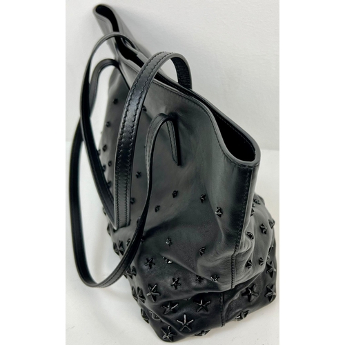 276 - A Jimmy Choo Black Leather Star Handbag/Small Tote Bag with a Jimmy Choo black leather Purse/small c... 