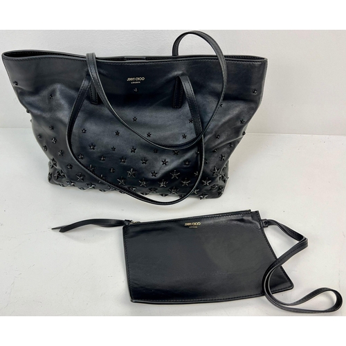 276 - A Jimmy Choo Black Leather Star Handbag/Small Tote Bag with a Jimmy Choo black leather Purse/small c... 