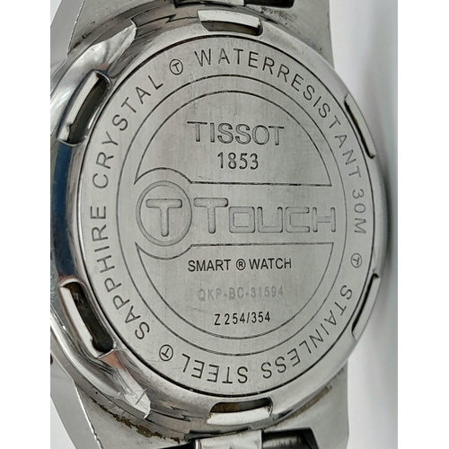 10 - A Tissot T-Touch Smart Watch. Stainless Steel Strap and Case - 41mm. Analogue and digital display di... 