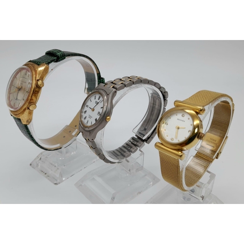 1004 - 3 watch selection including a Seiko, Sekonda and a Timex. As found