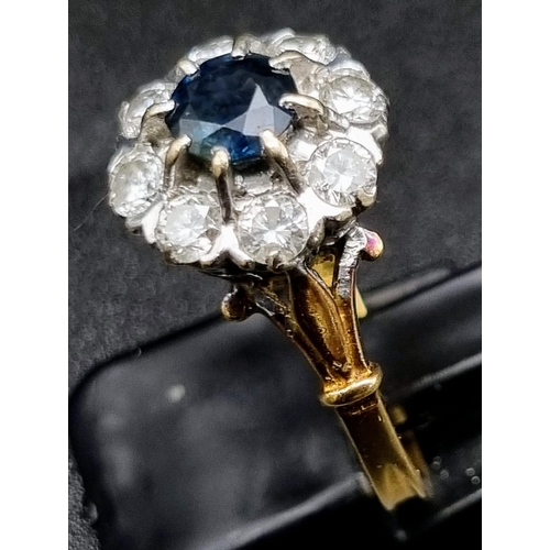 221 - 18K Yellow Gold Vintage Diamond and Sapphire Cluster Ring.
0.40ct Diamond
weighs 5g
size O