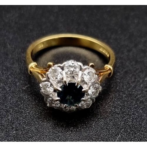 221 - 18K Yellow Gold Vintage Diamond and Sapphire Cluster Ring.
0.40ct Diamond
weighs 5g
size O