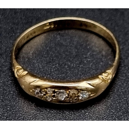 412 - A 18k Yellow Gold 7 Stone Diamond Ring. Size N, Weight 2.4g