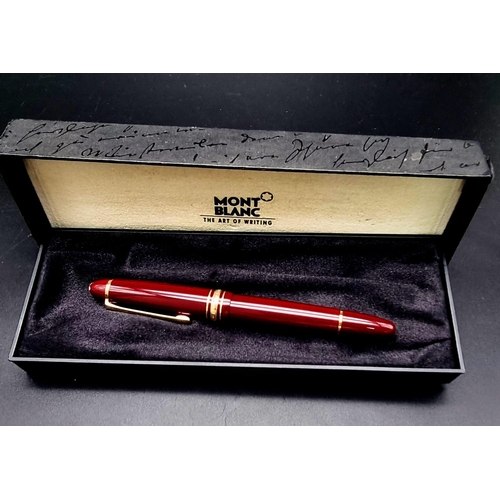 878 - A Mont Blanc 4810 Burgundy Fountain Pen with 14K White Gold Nib.  Comes in a Mont Blanc Box. Ref: 10... 