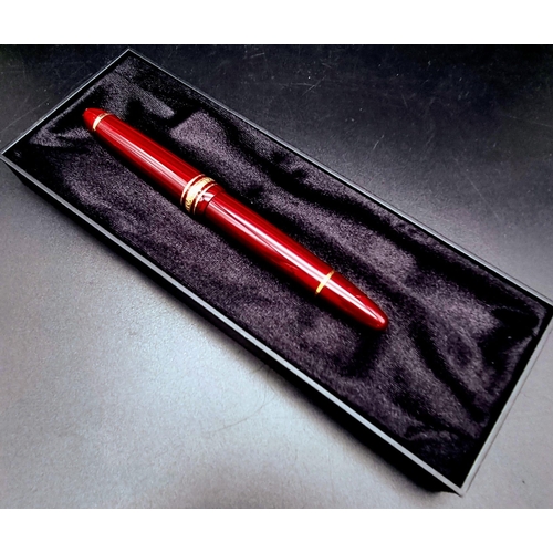 878 - A Mont Blanc 4810 Burgundy Fountain Pen with 14K White Gold Nib.  Comes in a Mont Blanc Box. Ref: 10... 