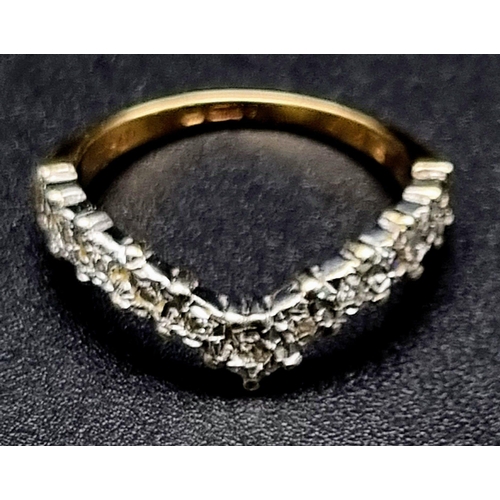 90 - A classic mid century diamond V shaped ring set in 9k yellow gold, ring size J 1/2, total weight 1.8... 