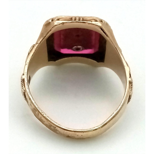 1349 - 9k Yellow Gold Cheyenne Rodeo ring 1940.
weighs 6.2g
size N