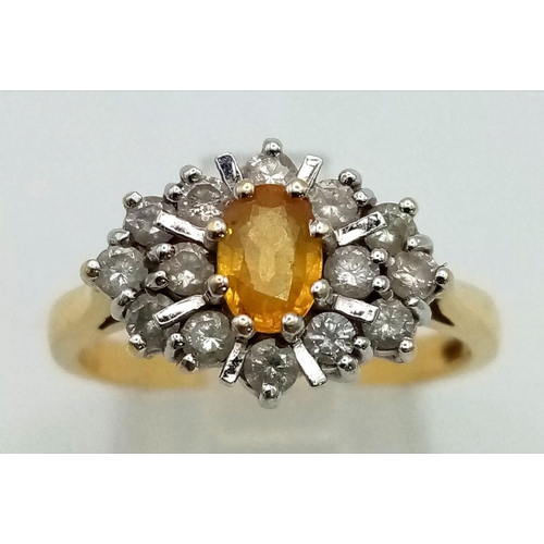 214 - 18K Yellow Gold Diamond and Yellow Sapphire Cluster Ring.
0.53ct Diamond
weighs 4.5g
Size P