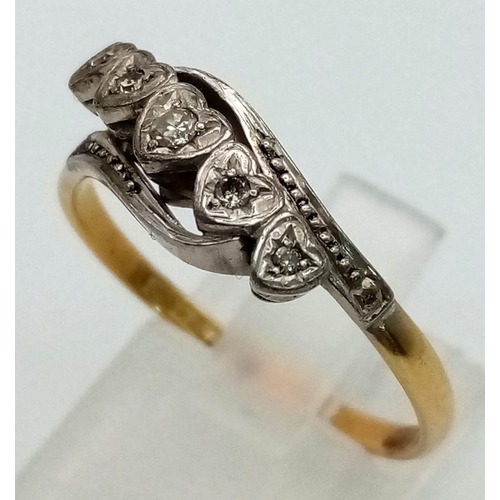 573 - 18k Platinum Vintage 5 Stone Diamond Ring.
weighs 3.3g
size U