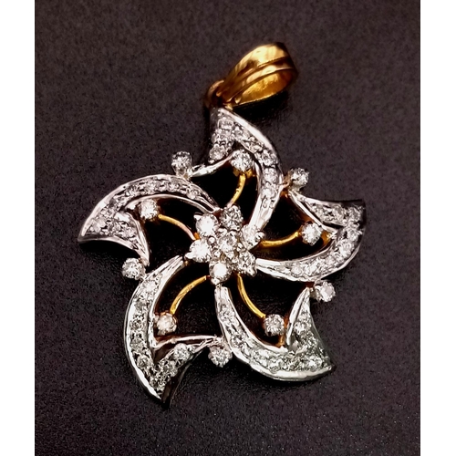 787 - A Starfish-Shaped Pair of Diamond Earrings and Pendant set in yellow metal. Ref: 10752.Pendant - 4cm... 