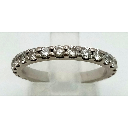 801 - A Platinum Diamond Full Eternity Ring. 25 diamonds - 0.75ct.
Size N. 3.96g total weight.