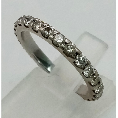 801 - A Platinum Diamond Full Eternity Ring. 25 diamonds - 0.75ct.
Size N. 3.96g total weight.